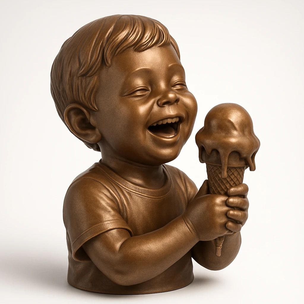 happy children with melting ice cream cones emoji