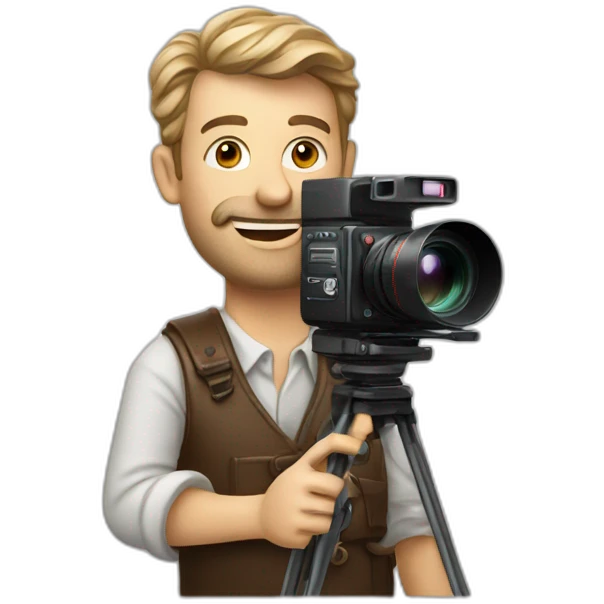 European film director holding a cinema camera emoji