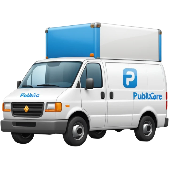 a delivery van with "Publicare" logo emoji