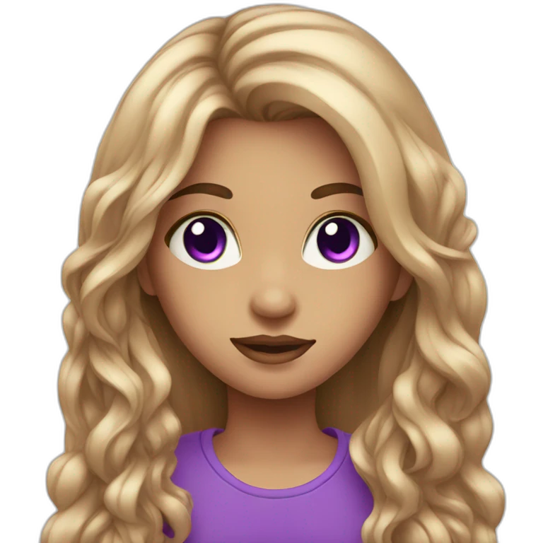 beautiful girl with purple eyes and long hair emoji