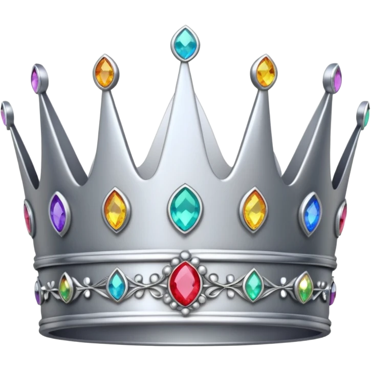 silver feminine crown with rainbow gemstones emoji
