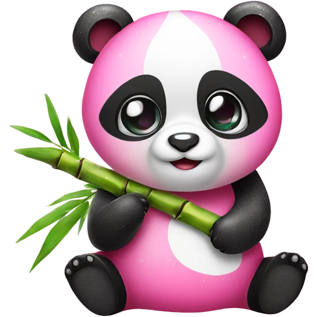 Pink panda with eating bamboo with glitter  emoji