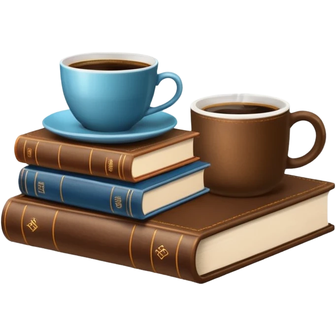 stack of books with coffee on top emoji