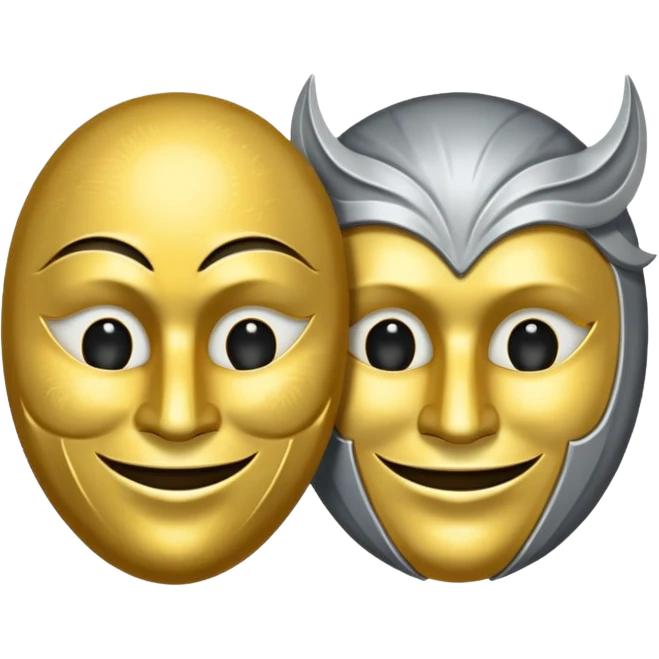 two masks: one smiling, one sad emoji