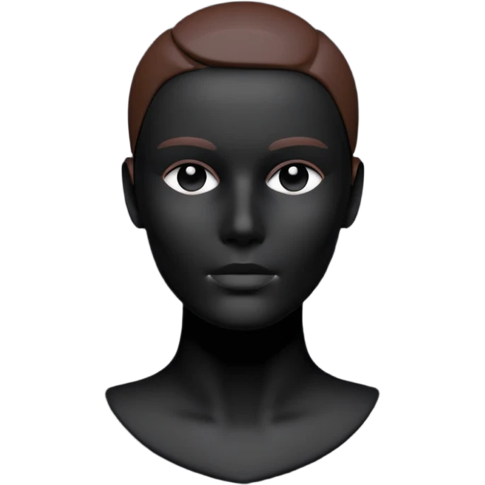 Minimalistic flat vector icon, iOS style, thin black contour on white background. Matte black mannequin in front of in 3D monochrome style. skulpt emoji
