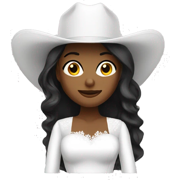 bride with a cowboy hat white emoji
