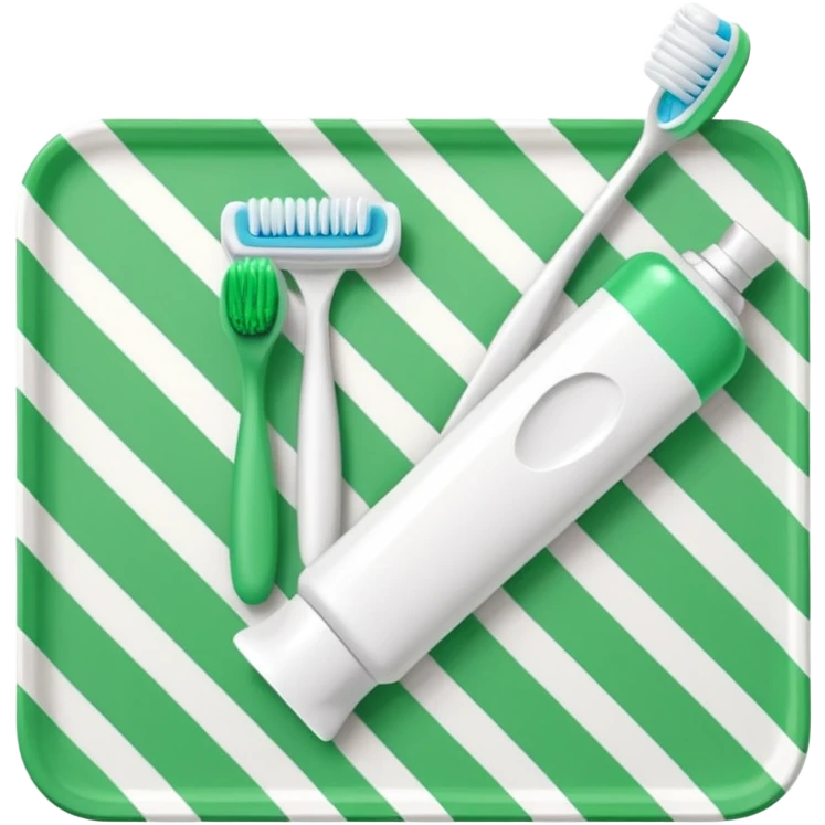 Toothbrush and toothpaste with  green Salah mat emoji