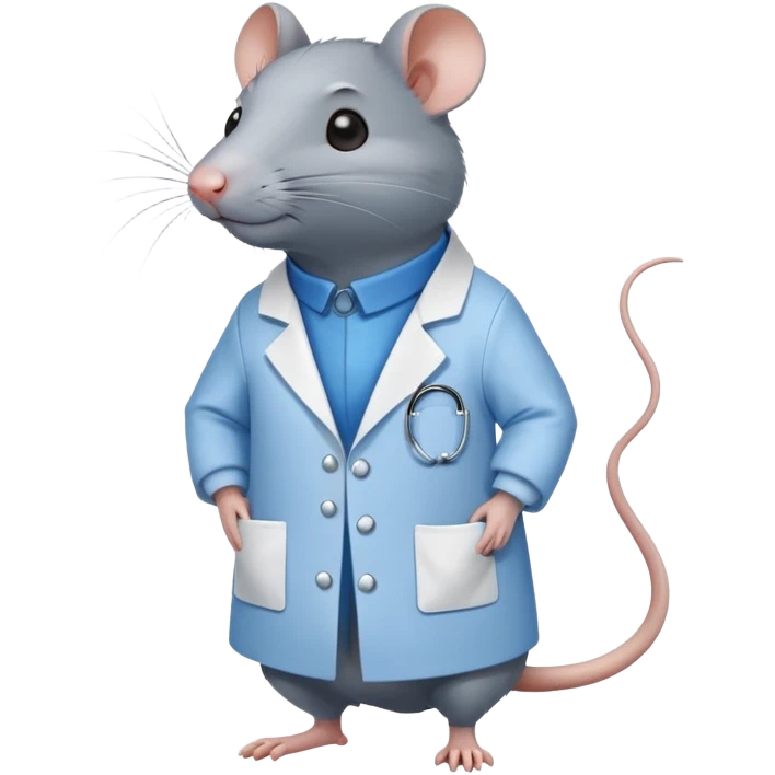 Rat wearing ceil blue lab coat emoji