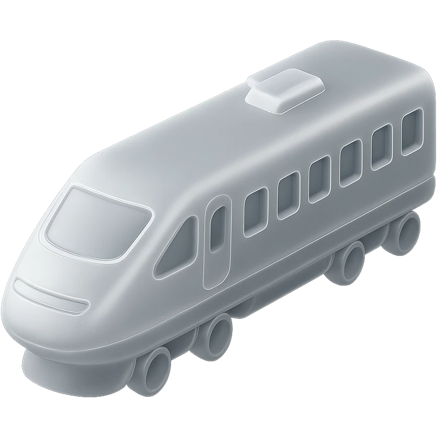 modern white train, matte glass style, minimalist emoji