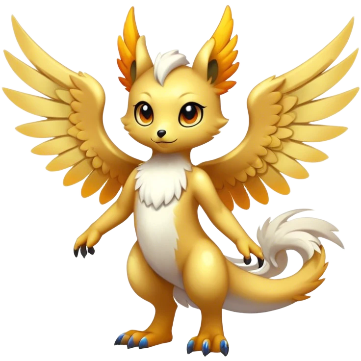 Anthro Sona Cool Edgy Cute Colorful Shy Winged Shiny Fakemon-Fantasy-Creature Full Body emoji