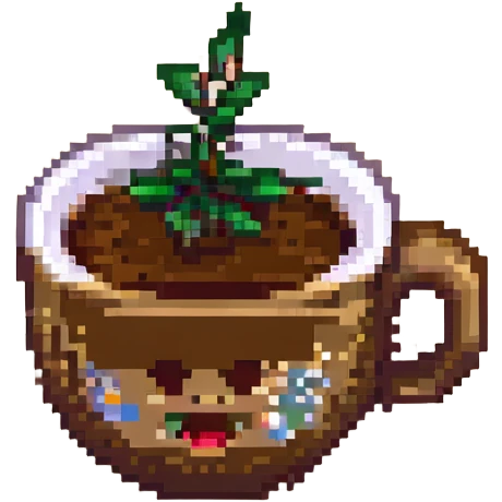 8-bit pixel art emoji,coffee in a coffee cup, no labels emoji