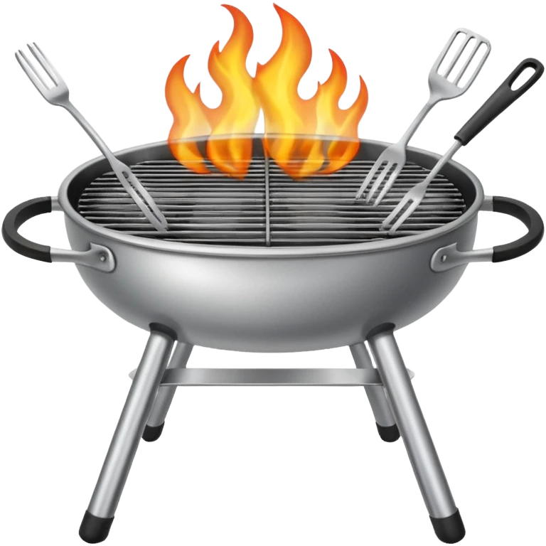grill with flames, utensils crossed emoji