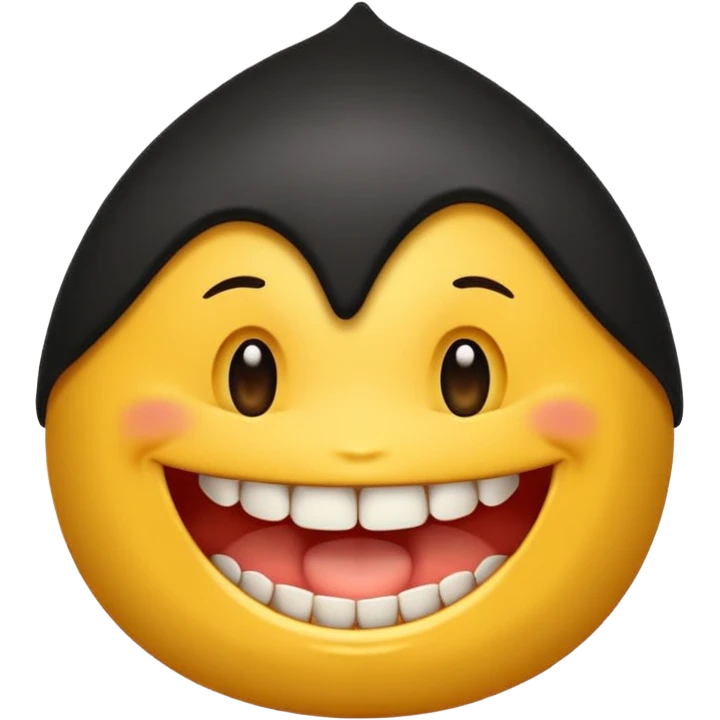 Emoji de pele preta com aparelho dentário bragets com os dentes a mostra bem amarelo emoji
