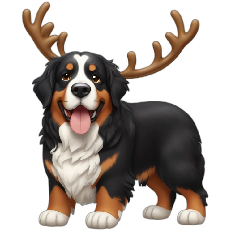 bernese mountain dog with a reindeer emoji