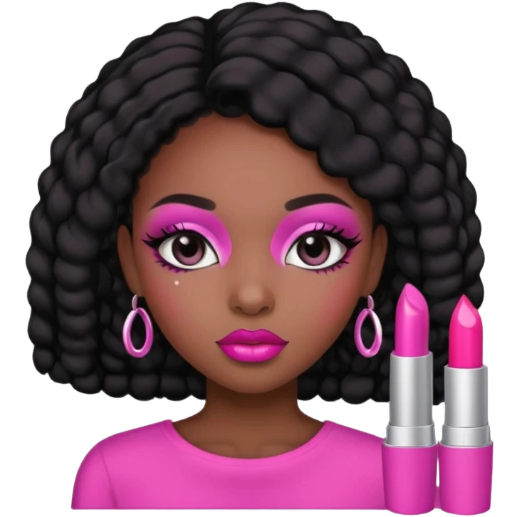 Black Girl with pink on emoji
