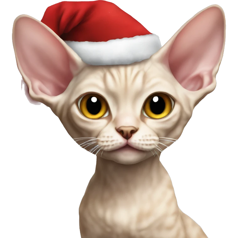 Devon Rex cat as Santa  emoji