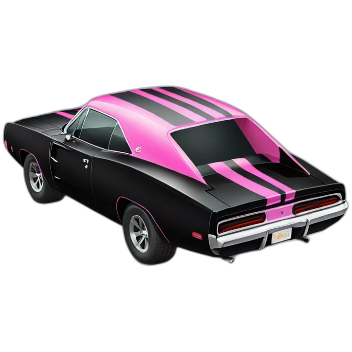 Black Dodge charger with pink stripes emoji