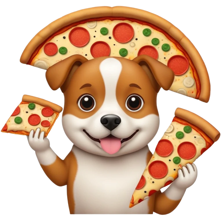 Dog holding pizza emoji