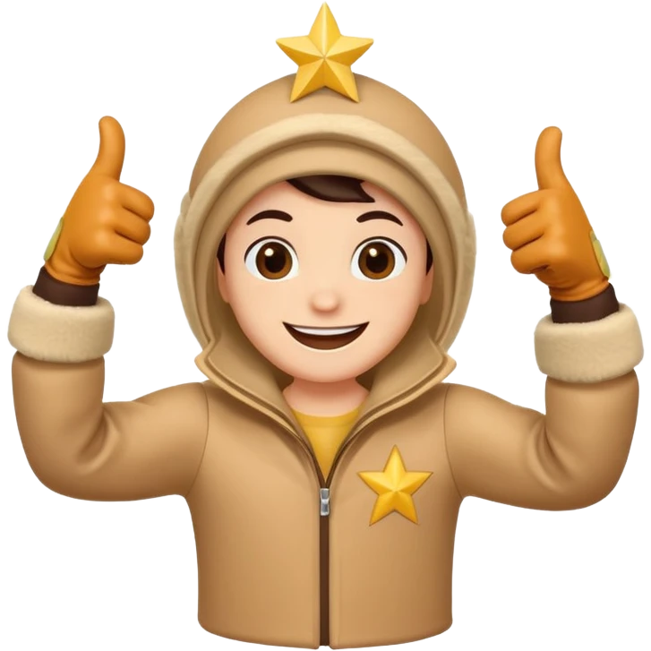 HD a smiling happy dancing toon star with both gloved hands doing thumbs up and blue background emoji