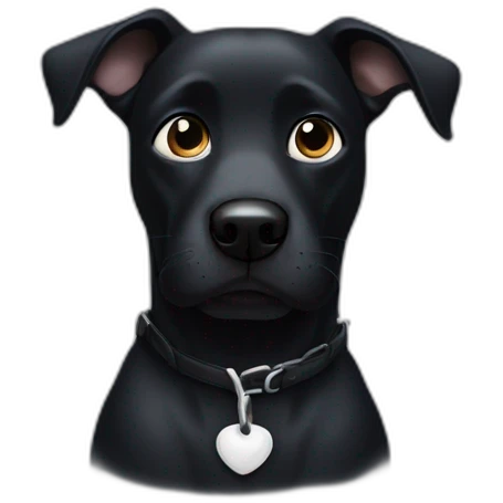 a black dog with a black muzzle with a white chest and hanging ears emoji