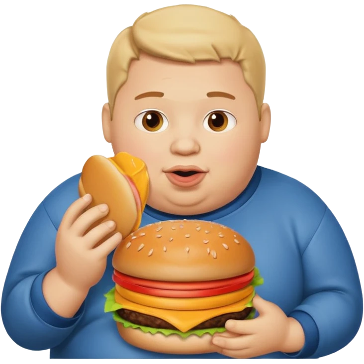 Fat Boy with burger tower emoji