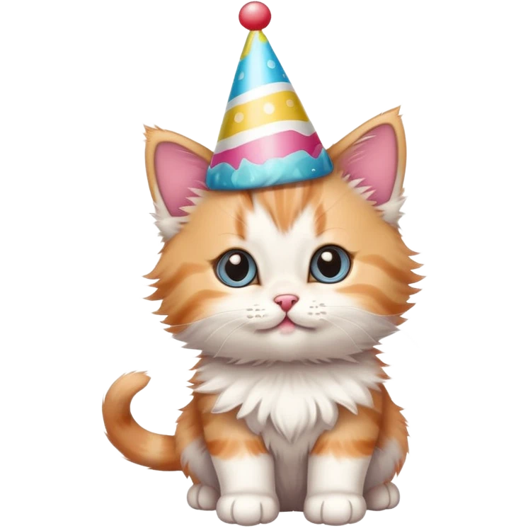 Kitten with birthday hat emoji