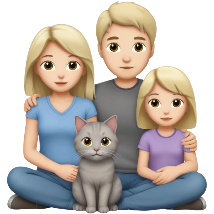 familia joven con un gato emoji