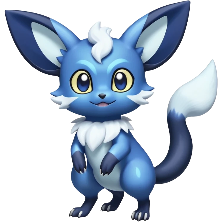 Shiny snowy pastel Noibat-Meowstic-Umbreon-Fakémon-hybrid-creature (full body)  emoji