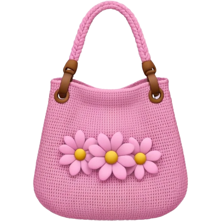 knitted bag pink flowers emoji