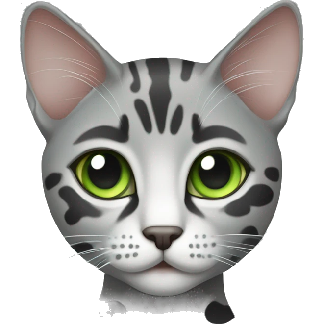 Oriental dots cat , gray colour , green eyes  emoji