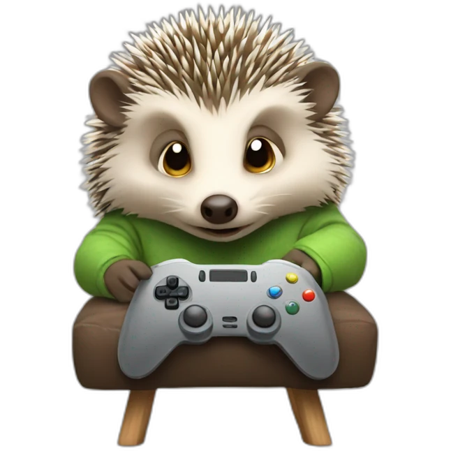 hedgehog playing video games emoji