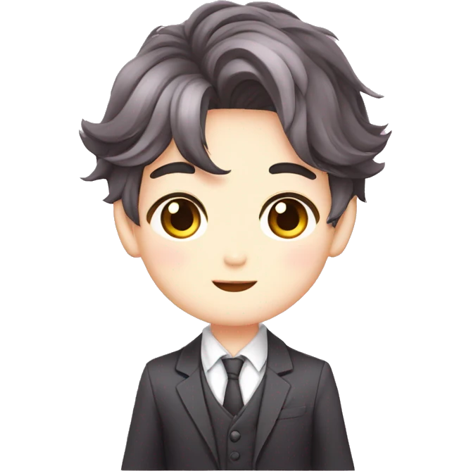 Cute Gorgeous Attractive Anime Pastel Gentleman with blushing face trendy style emoji
