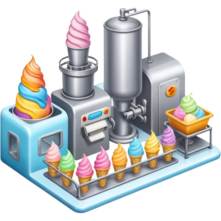 Ice cream factory with machines and production lines emoji