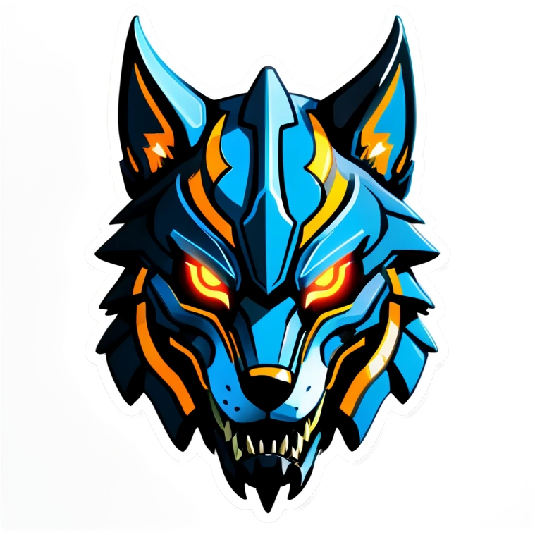 Warframe-inspired wolf Warframe with sleek biomechanical armor, a snarling wolf-like helmet, glowing eyes, and clawed gauntlets. Dark metallic colors with glowing energy lines, blending feral agility and deadly stealth.

 emoji
