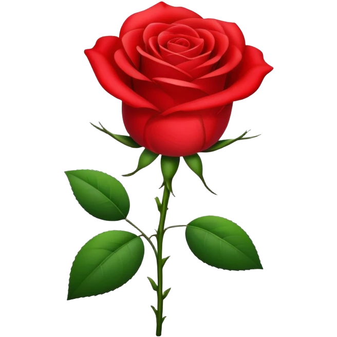 A beautiful red rose flower with green stem and leaves emoji