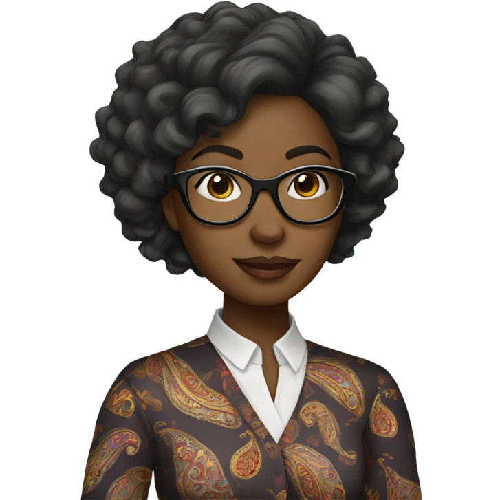 black nerdy female with paisley  emoji