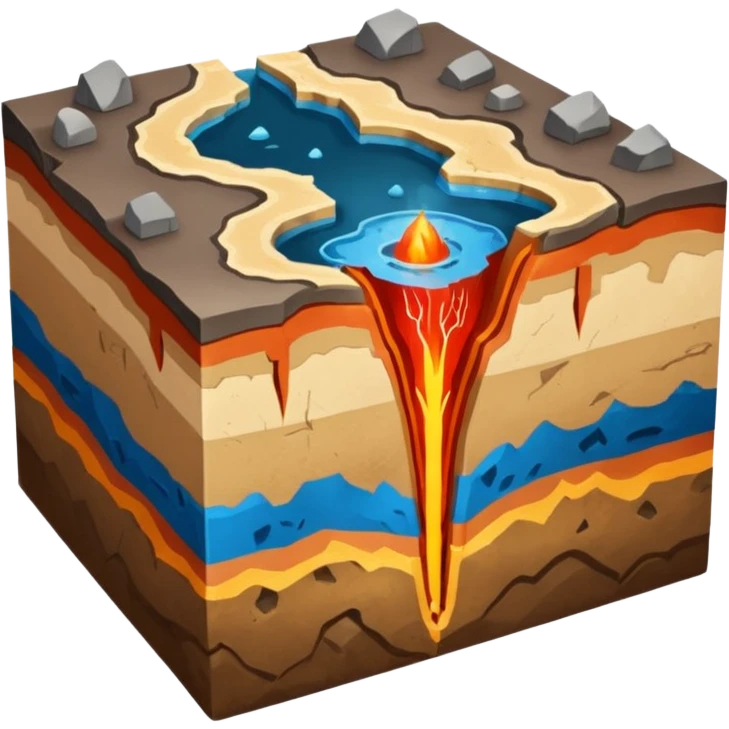 Earth's crust, mantle, and core emoji