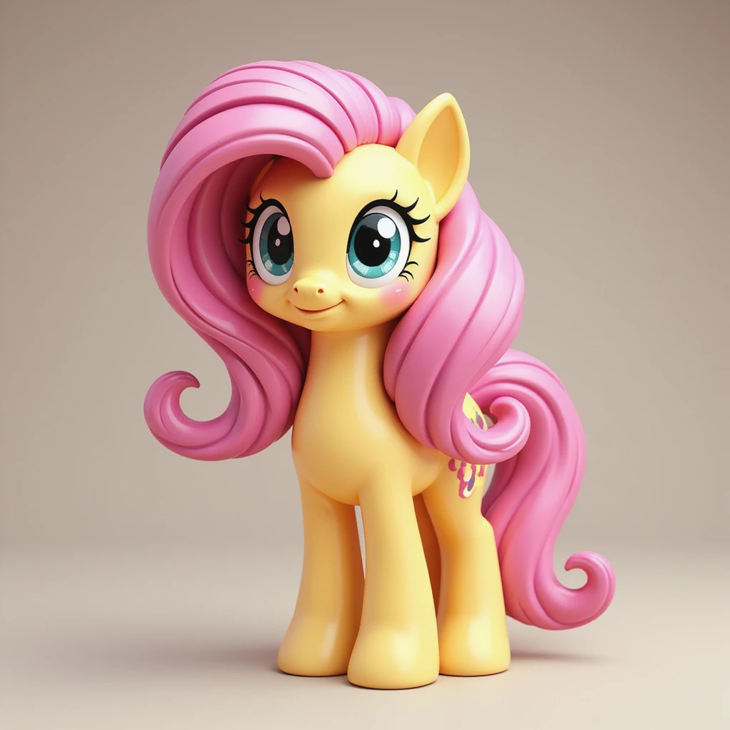 realistic style Fluttershy standing and smiling emoji