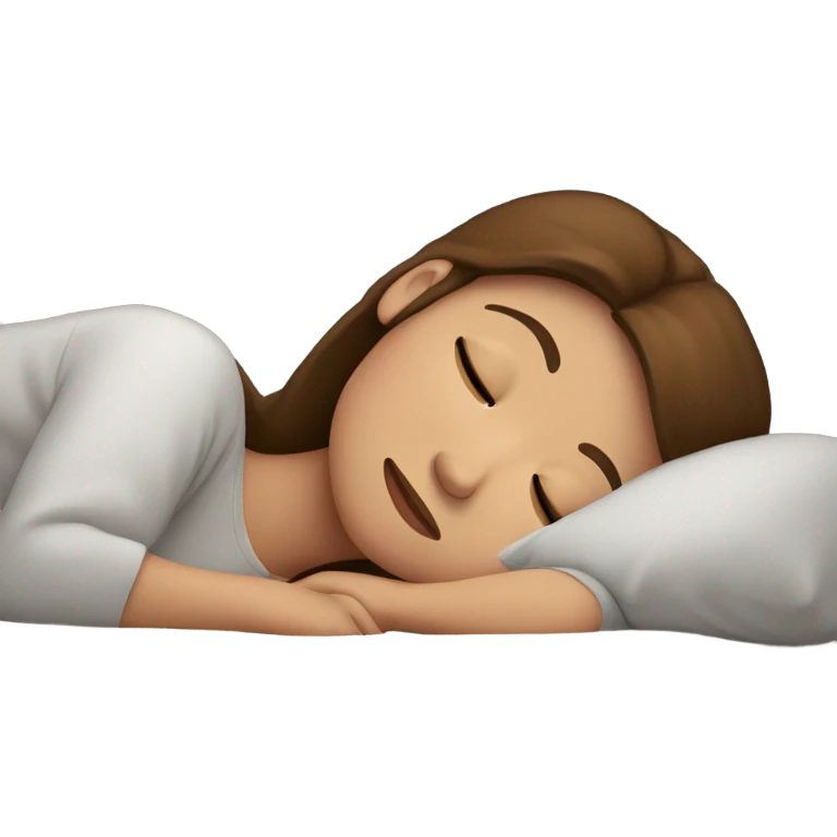 Girl with brown hair sleeping on gray pillow  emoji