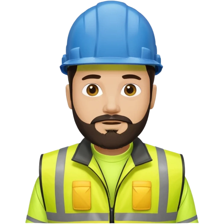 man with dark hair and beard and yellow hi vis vest emoji