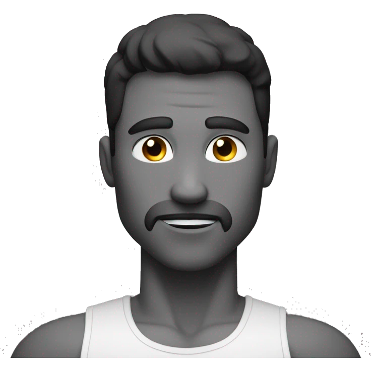 A black and white emoji of a muscular man, no colour, and he is looking to the top left with a strong jawline emoji