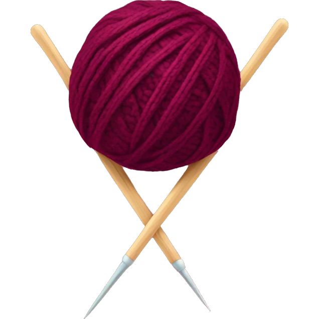 burgundy ball of thread with knitting needles emoji