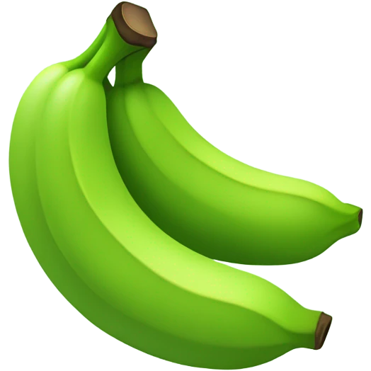 Create a minimalist green banana emoji with smooth shading and subtle transitions between green tones, representing an unripe stage. Keep the design simple, with soft shadows for volume, symbolizing the start of a journey or subscription. emoji