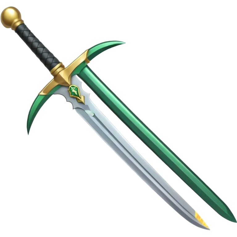 Double-edged arched sword with green color emoji
