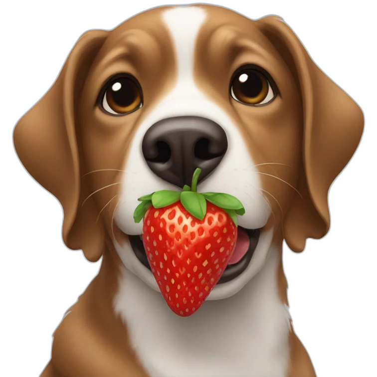 A dog eat strawberries  emoji