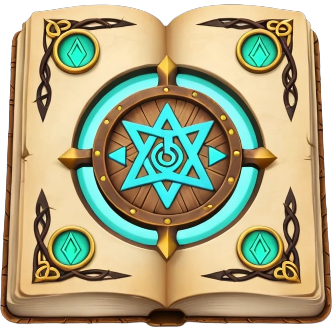 open spellbook with glowing runes emoji