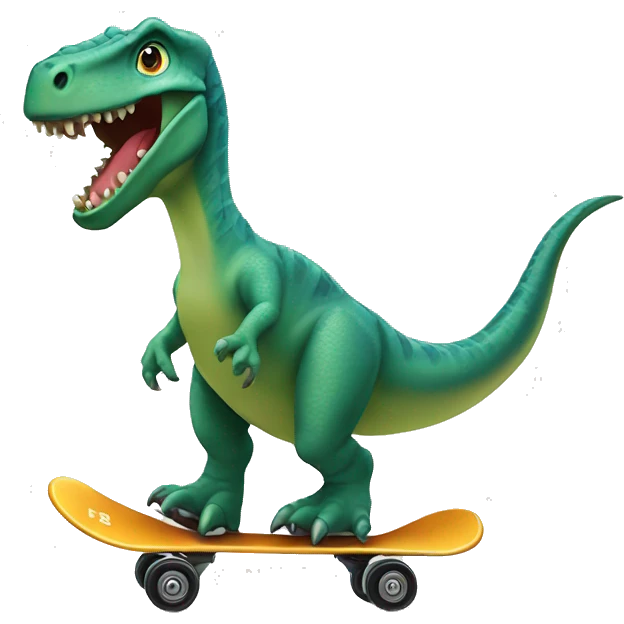 Un dinosaurio en una patineta  emoji
