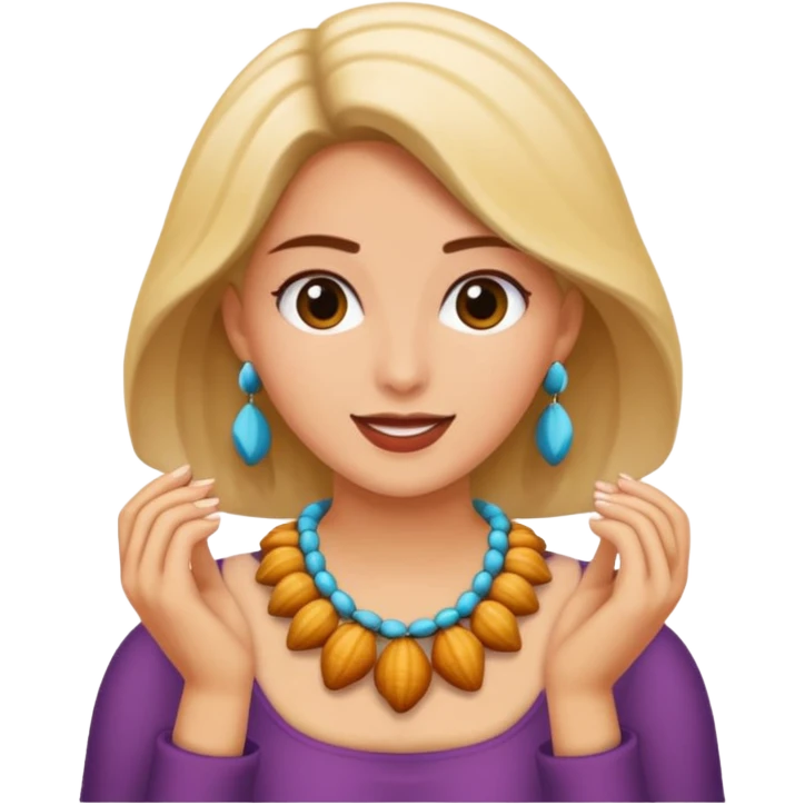 Mujer con collares de conchas comprando  emoji