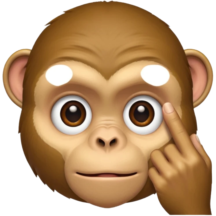A monkey using one finger to pull his eyelid down to expose more eye emoji