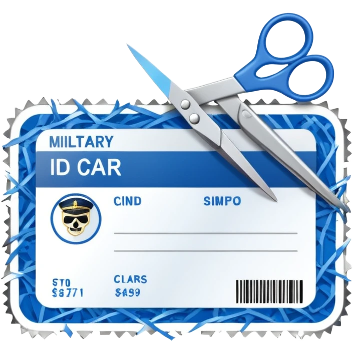 Scissors cutting military ID card emoji